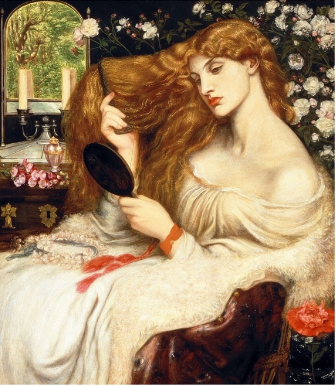 Dante Gabriel Rossetti, Lady Lilith (with Alexa Wilding’s features), originally 1864-1868, face modified 1872-1873