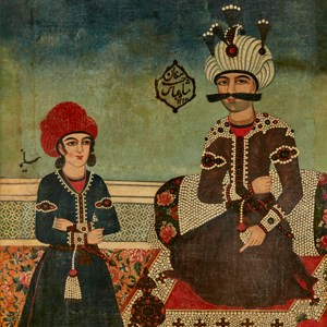 A seated portrait of Shah 'Abbasi, Qajar Iran