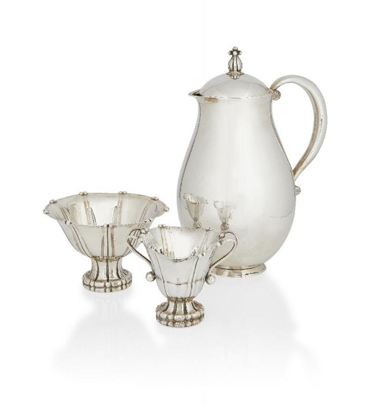 Georg Jensen, a silver three-piece matched Coffee set c.1925