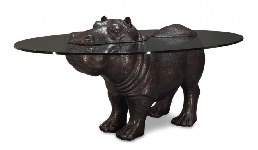 Mark Stoddart (British B.1964), a bronze and glass ‘Hippo’ dining table c.2000