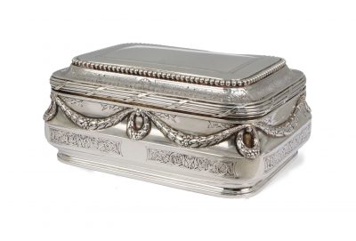 Lot 65: A French silver sugar box by Andre Aucoc – £400-600